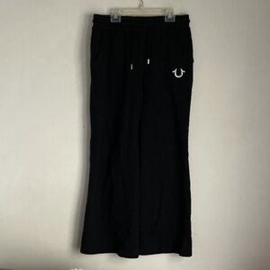 True Religion Black Boot Cut Jumpsuit Pants with Signature Horseshoe